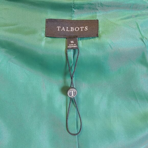 Talbots $169 Wool Blend Blazer Emerald Green Pocket Jacket Womens 16 Career New - Picture 5 of 7